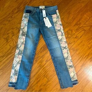 Current/Elliott Uneven Seam Jeans Floral